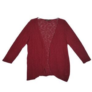 Raggs II Riches Women's 2X Burgundy Open Cardigan Burnout Knit Sweater Lagenlook